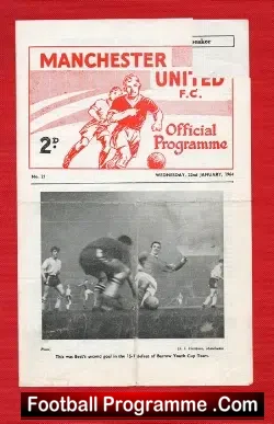 Manchester United v Blackpool 1964 - Youth + George Best - football programme