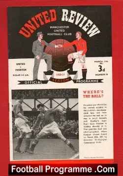 Manchester United v Everton 1951 - football programme