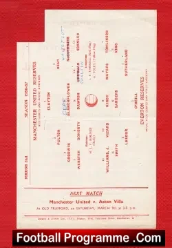 Manchester United v Everton 1957 – Reserves Busby Babes