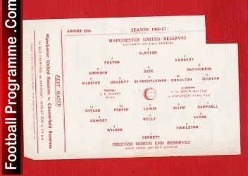 Manchester United v Preston 1956 – Reserves Match Bobby Charlton