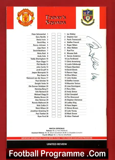 Manchester United v Tottenham 1999 Decider Signed Bobby Charlton