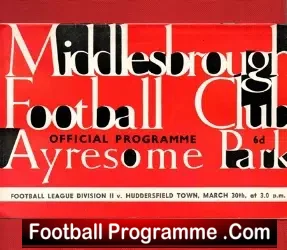 Middlesbrough v Huddersfield Town 1964 - football programme