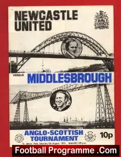 Newcastle United v Middlesbrough 1975 Anglo Scottish Tournament
