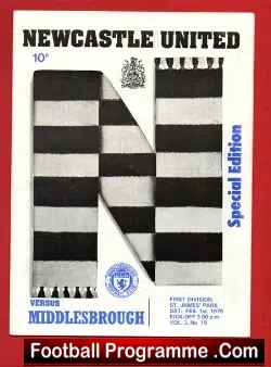 Newcastle United v Middlesbrough 1975