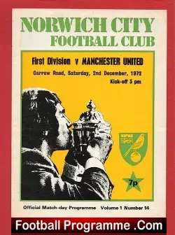 Norwich City v Manchester United 1972