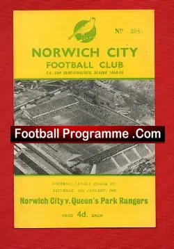 Norwich City v QPR 1960 – Plus Football Rosette