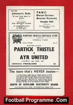Partick Thistle v Ayr United 1960