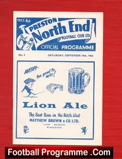 Preston North End v Middlesbrough 1964 - football programme