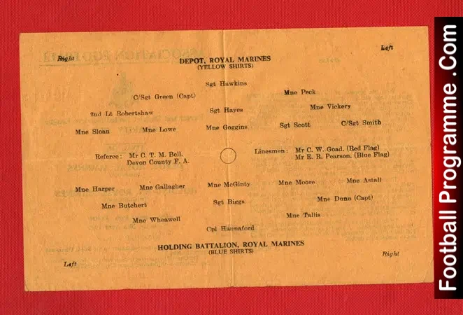 Royal Marines Depot v Royal Marines Holding BN 1946 Cup Final