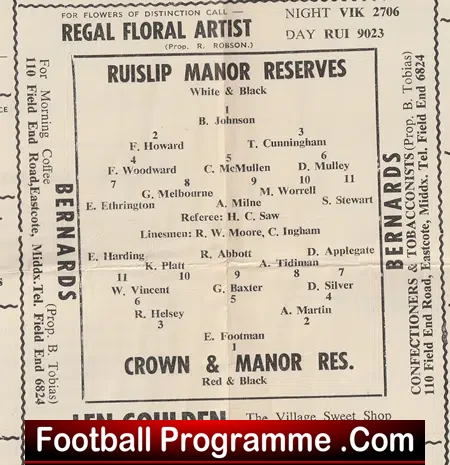 Ruislip Manor v Crown Manor 1950’s