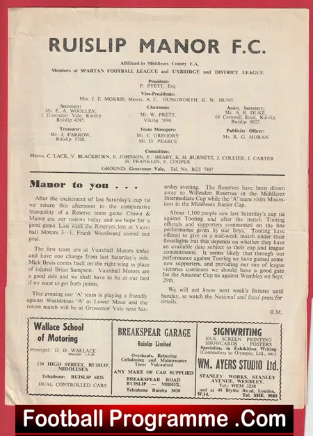 Ruislip Manor v Crown Manor 1950’s