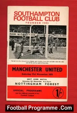 Southampton v Manchester United 1970 - football programme