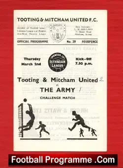 Tooting Mitcham United v The Army 1967