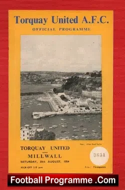Torquay United v Millwall 1954 - 54/55 - football programme