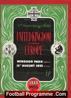 United Kingdom v Europe 1955 – Windsor Park Northern Ireland
