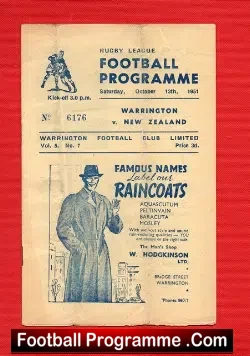 Warrington Rugby v New Zealand 1951