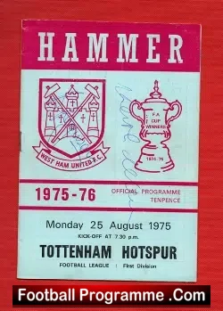 West Ham United v Tottenham 1975 – Multi Autographed