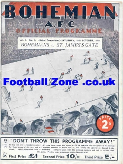 Bohemian v St James Gate 1941 – Irish Football Programme