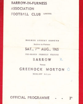 Barrow v Greenock Morton 1965 – Friendly Match