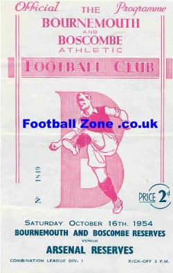 Bournemouth v Arsenal 1954 – Reserves Match Dean Court