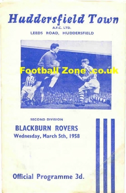 Huddersfield Town v Blackburn Rovers 1958