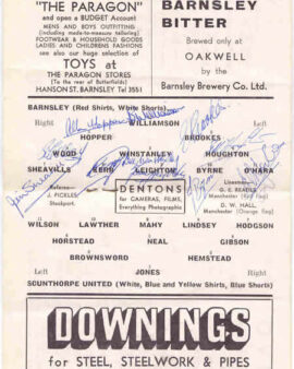 Barnsley v Scunthorpe United 1964 – Autographs