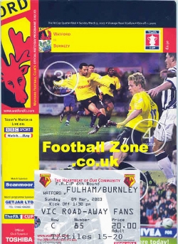 Fulham v Burnley 2003 - Plus Ticket