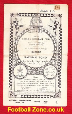 Tilbury v Rainham 1948 – 1940s Football Programme