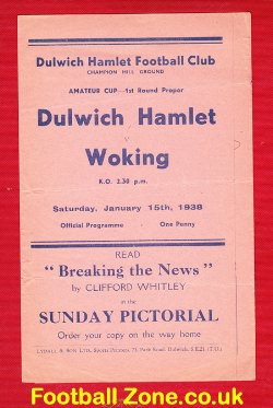 Dulwich Hamlet v Woking 1938 – Old Football Programmes