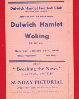 Dulwich Hamlet v Woking 1938 - Old Football Programmes