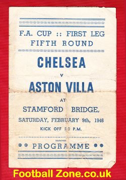 Chelsea v Aston Villa 1946 - Pirate Football Programme
