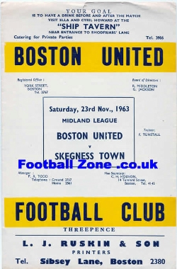 Boston United v Skegness 1963