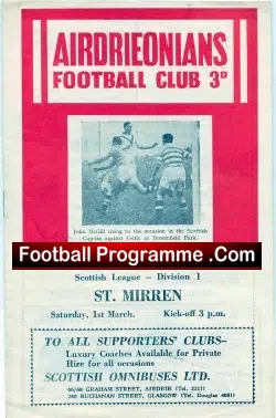 Airdrieonians Airdrie v St Mirren 1958