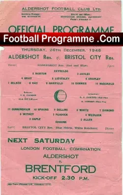 Aldershot v Bristol City 1946