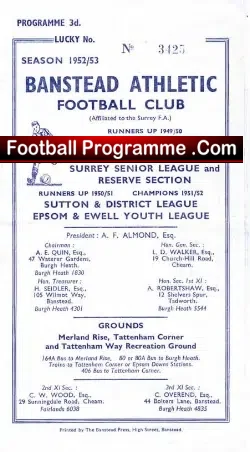 Banstead Athletic v East Grinstead 1952