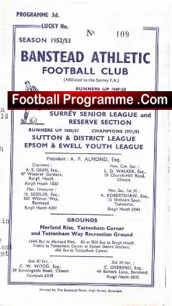 Banstead Athletic v Metropolitan Police 1952 – Met Police London