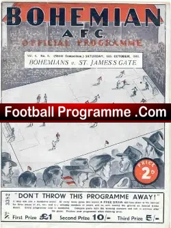 Bohemian v St James Gate 1941 – Irish Football Programme