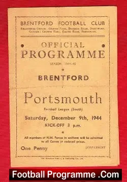 Brentford v Portsmouth 1944 – War Time Football Programme