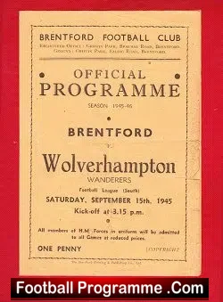 Brentford v Wolves 1945 – 1940s Football Programme