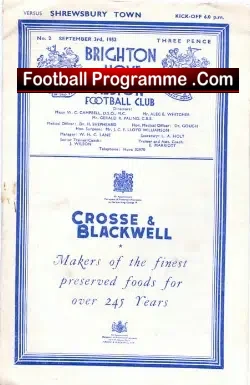 Brighton Hove Albion v Shrewsbury Town 1952