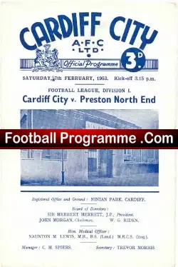 Cardiff City v Preston 1953