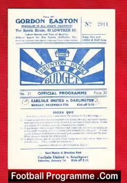 Carlisle United v Darlington 1948 – 1940s Football Programme