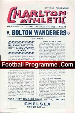 Charlton Athletic v Bolton Wanderers 1953