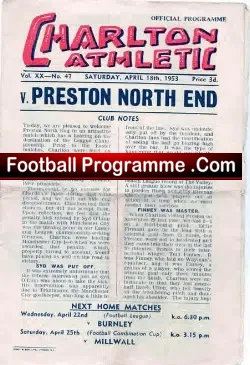 Charlton Athletic v Preston 1953