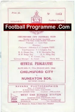 Chelmsford City v Nuneaton Borough 1960