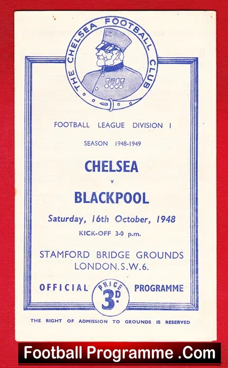 Chelsea v Blackpool 1948 – 1940s Football Memorabilia