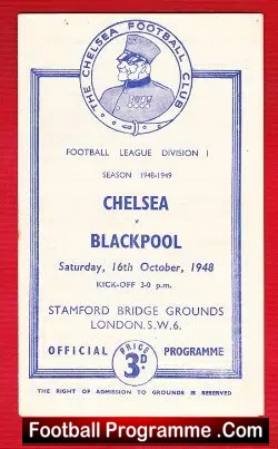 Chelsea v Blackpool 1948 – 1940s Football Memorabilia