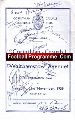 Corinthian Casuals v Walthamstow Avenue 1959 + Autos - football programme