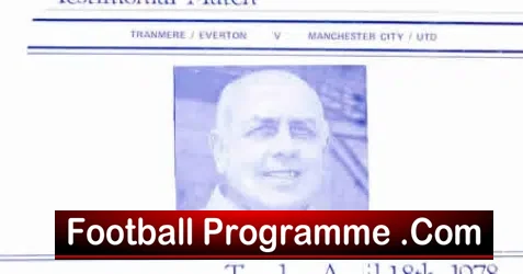 Dave W Russell Testimonial Benefit Match Tranmere Rovers 1978