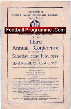 Football League Refefees & Linesmen 1933